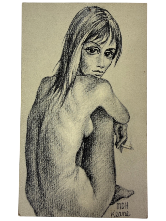 Vintage 1963 Margaret Keane Artist Postcard Showcasing Her Signature 'Big Eyes' Style