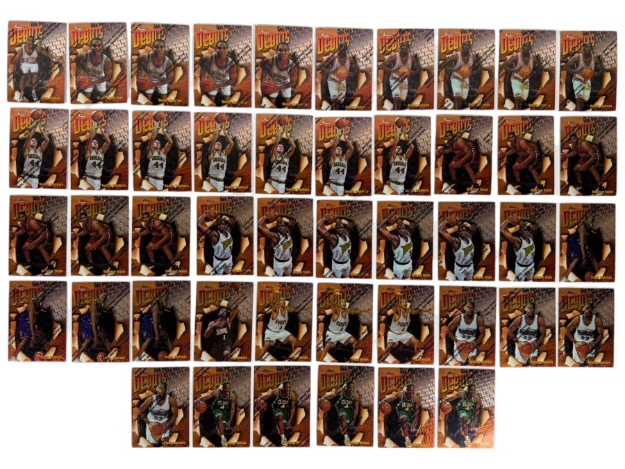 (46) Vintage 1997 Topps Finest Debuts NBA Basketball Cards With The Original Protective Coating Intact Featuring (4) Tracy McGrady Rookie Cards, (4) Antonio Daniels Rookie Cards And (5) Chauncey Billups Rookie Cards