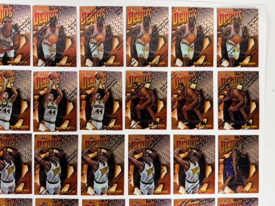 (46) Vintage 1997 Topps Finest Debuts NBA Basketball Cards With The Original Protective Coating Intact Featuring (4) Tracy McGrady Rookie Cards, (4) Antonio Daniels Rookie Cards And (5) Chauncey Billups Rookie Cards [Photo 6]