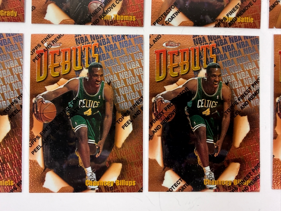 (46) Vintage 1997 Topps Finest Debuts NBA Basketball Cards With The Original Protective Coating Intact Featuring (4) Tracy McGrady Rookie Cards, (4) Antonio Daniels Rookie Cards And (5) Chauncey Billups Rookie Cards [Photo 4]
