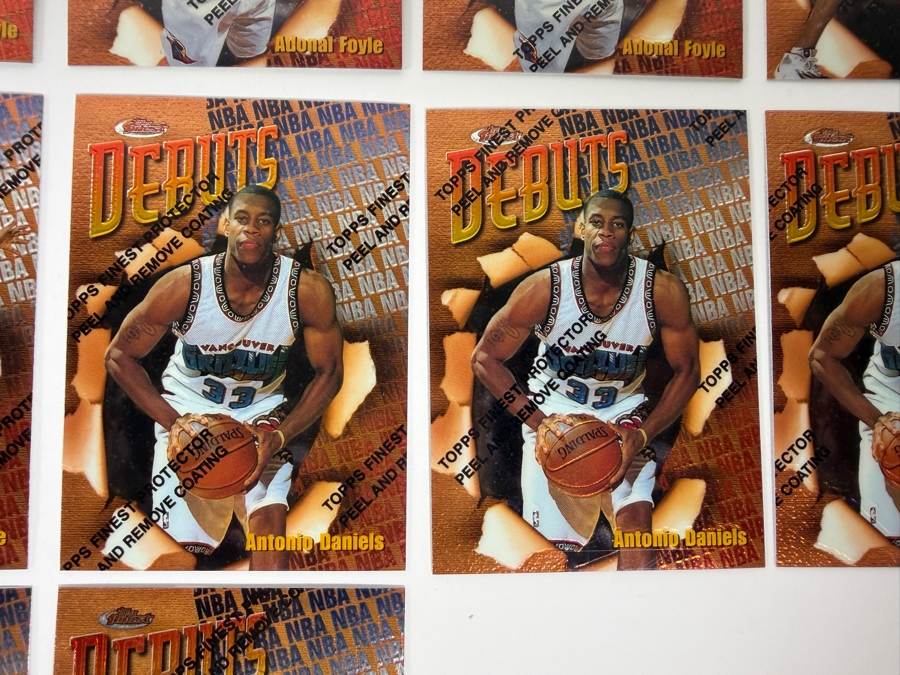 (46) Vintage 1997 Topps Finest Debuts NBA Basketball Cards With The Original Protective Coating Intact Featuring (4) Tracy McGrady Rookie Cards, (4) Antonio Daniels Rookie Cards And (5) Chauncey Billups Rookie Cards [Photo 3]