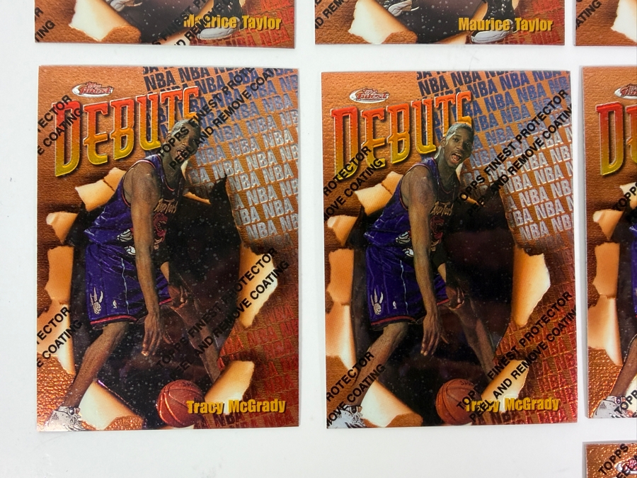 (46) Vintage 1997 Topps Finest Debuts NBA Basketball Cards With The Original Protective Coating Intact Featuring (4) Tracy McGrady Rookie Cards, (4) Antonio Daniels Rookie Cards And (5) Chauncey Billups Rookie Cards [Photo 2]