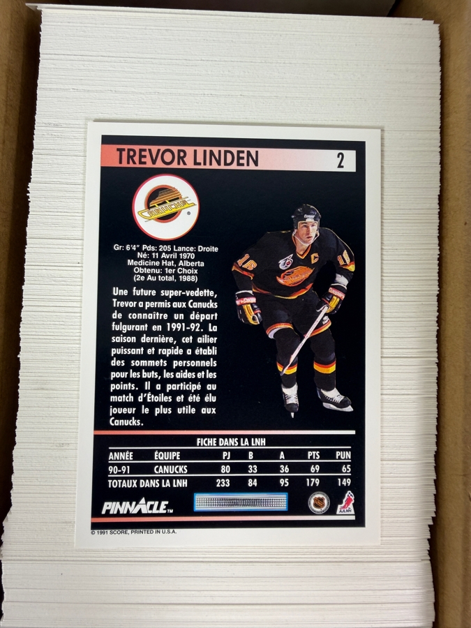 1991-92 French Pinnacle NHL Professional Hockey Trading Cards Including Eric Lindros & Mario Lemieux [Photo 9]