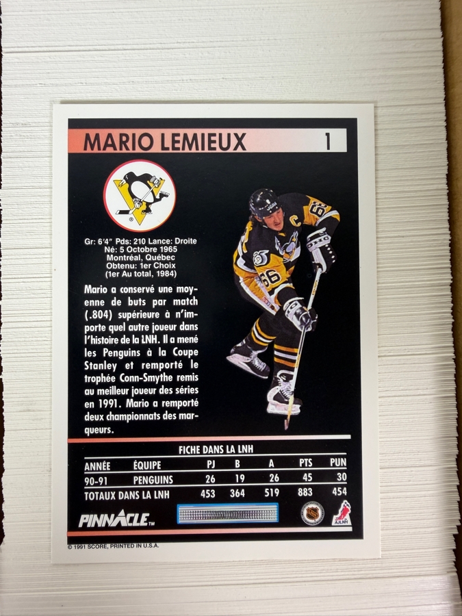 1991-92 French Pinnacle NHL Professional Hockey Trading Cards Including Eric Lindros & Mario Lemieux [Photo 8]