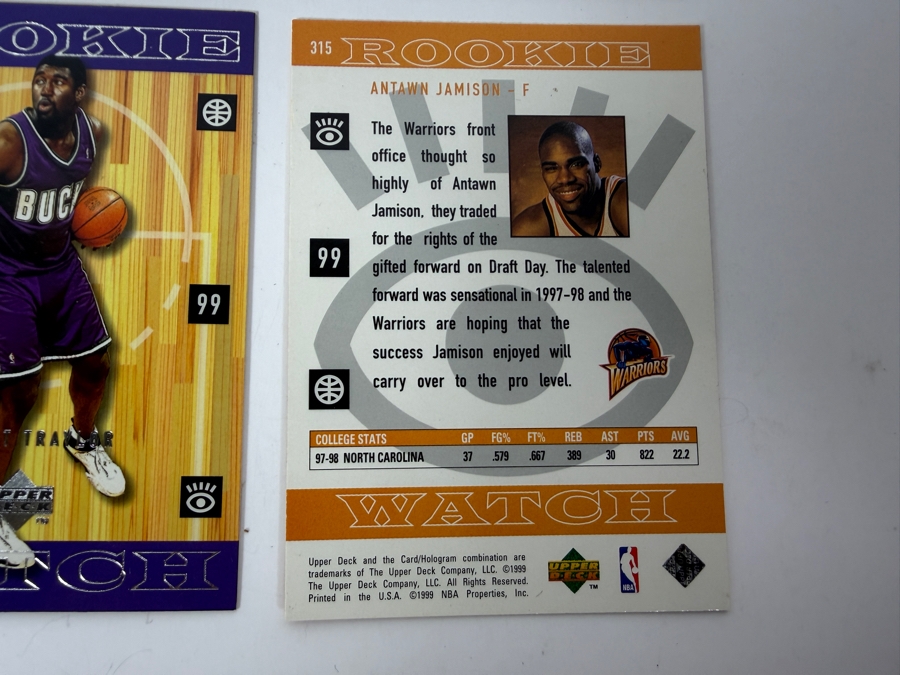 (6) 1998-99 Upper Deck Rookie Watch NBA Basketball Rookie Cards Including Paul Pierce And Antawn Jamison [Photo 8]
