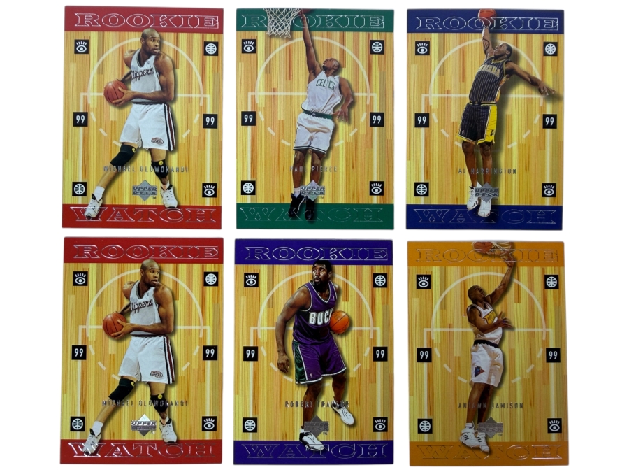 (6) 1998-99 Upper Deck Rookie Watch NBA Basketball Rookie Cards Including Paul Pierce And Antawn Jamison