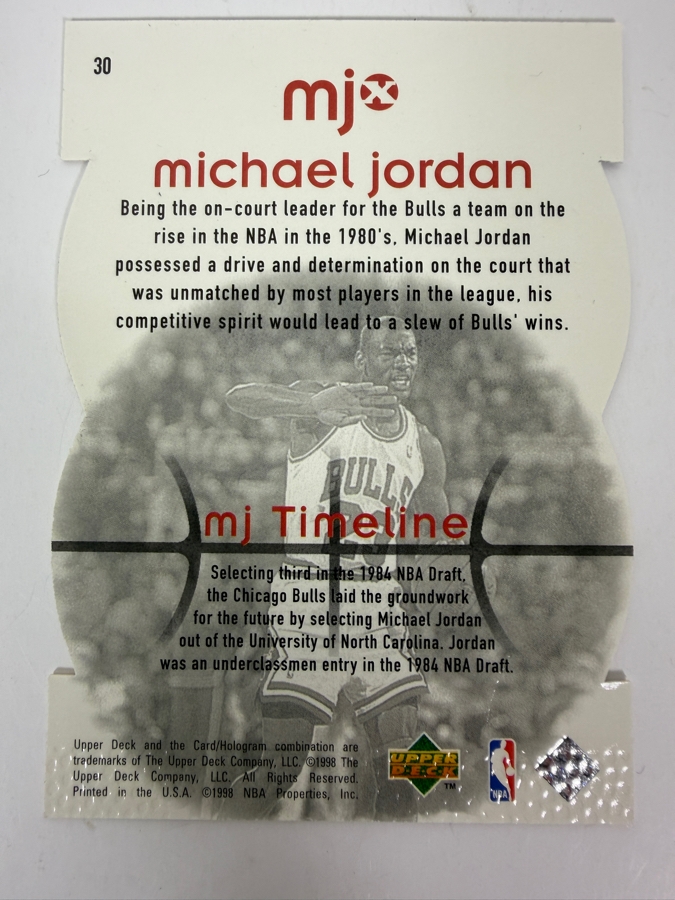 Limited Edition Die-cut 1998 Upper Deck MJx #30 Michael Jordan NBA Basketball Trading Card [Photo 3]