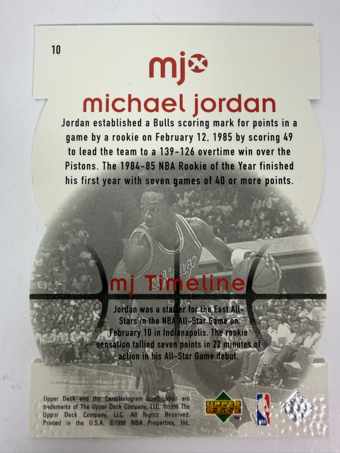 Limited Edition Die-cut 1998-99 Upper Deck MJx 'MJ Timepieces' #10 Michael Jordan NBA Basketball Trading Card [Photo 3]
