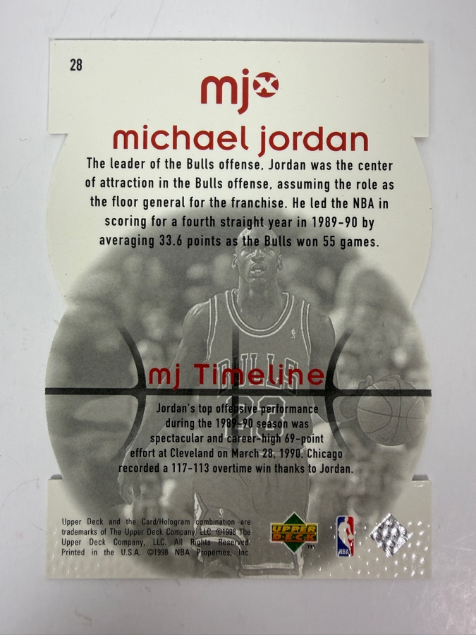 Limited Edition Die-cut 1998-99 Upper Deck MJx 'MJ Timepieces' #28 Michael Jordan NBA Basketball Trading Card [Photo 3]