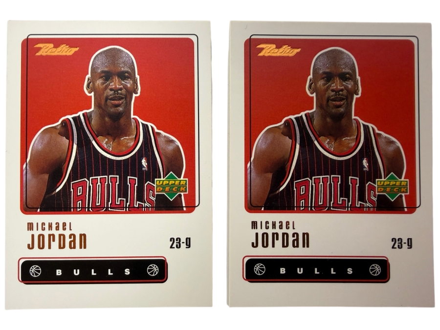 Pair Of 1999-00 Upper Deck Retro #1 Michael Jordan NBA Basketball Trading Cards