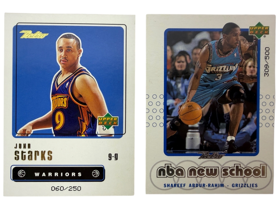 Limited Edition 1999-00 Upper Deck Retro John Starks NBA Basketball Card And A Limited Edition 1999 Upper Deck Retro NBA New School Shareef Abdur-Rahim Card