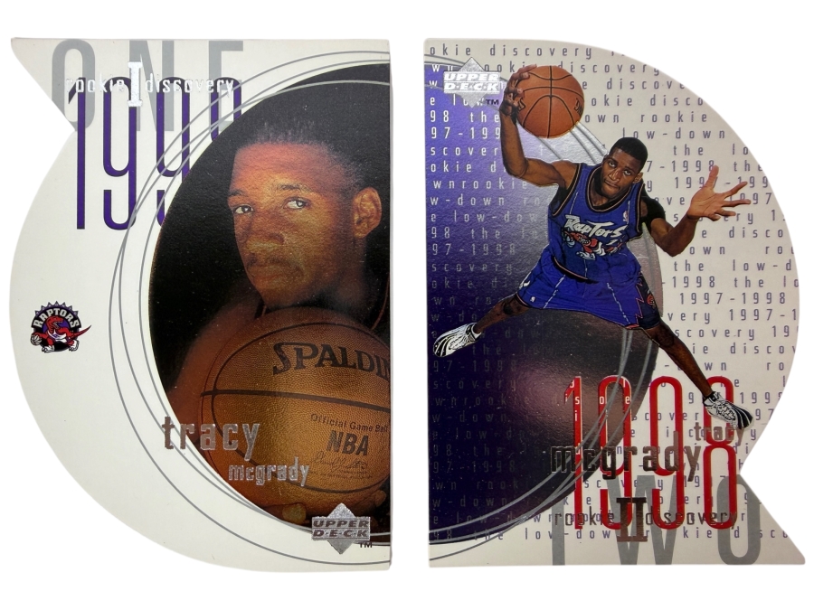 Pair Of 1997-98 Upper Deck Die-Cut Rookie Discovery Tracy McGrady Basketball Cards #R9 And #D9