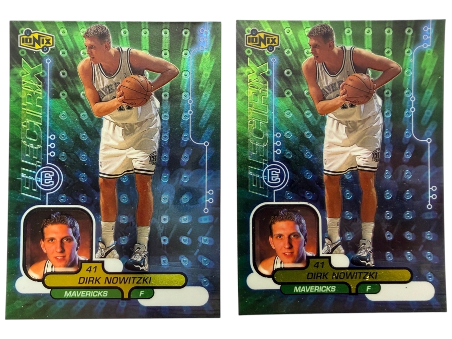Pair Of 1998 Upper Deck Ionix Electrix #69 Dirk Nowitzki NBA Basketball Rookie Cards