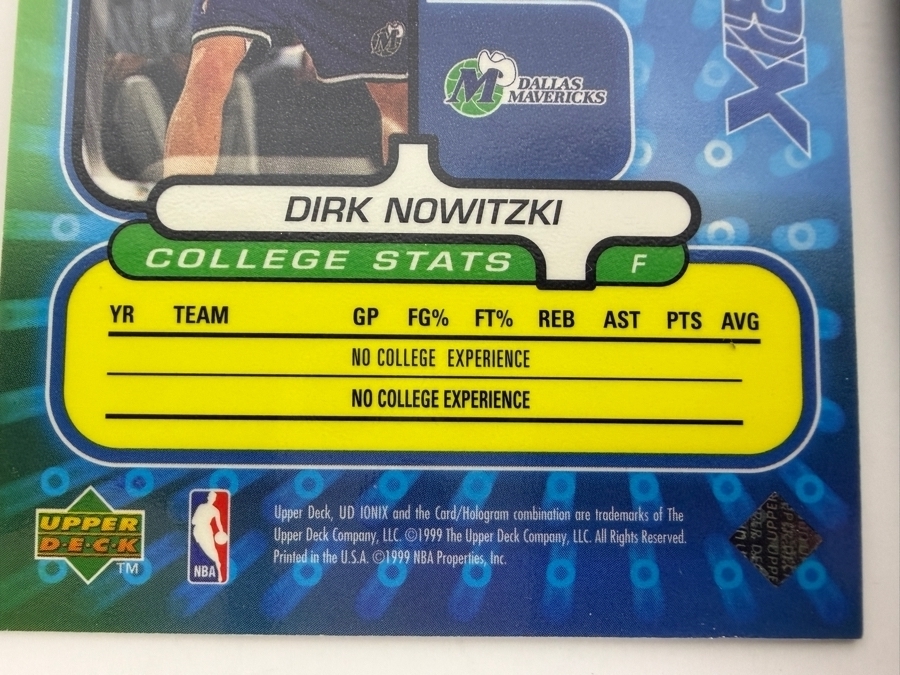 Pair Of 1998 Upper Deck Ionix Electrix #69 Dirk Nowitzki NBA Basketball Rookie Cards [Photo 4]