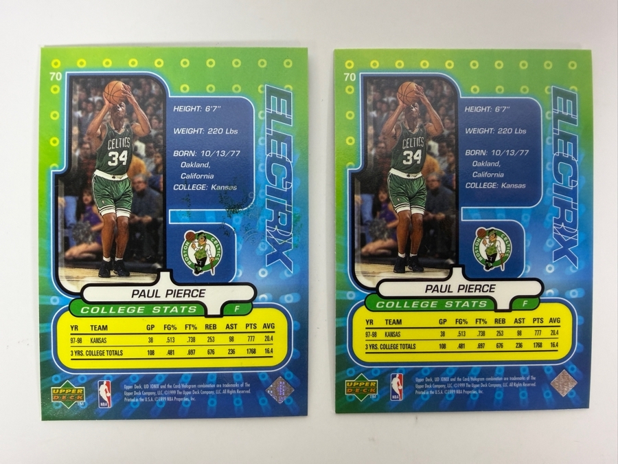 Pair Of 1998 Upper Deck Ionix Electrix Paul Pierce NBA Basketball Rookie Cards #70 [Photo 2]