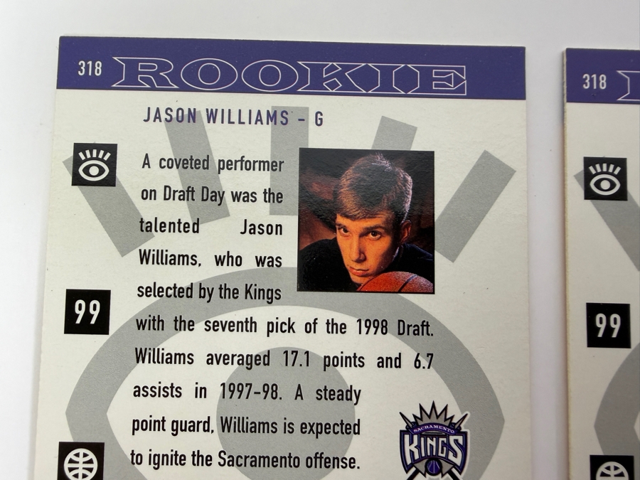 Pair Of 1998 Upper Deck #318 Jason Williams Rookie Watch NBA Basketball Cards [Photo 4]