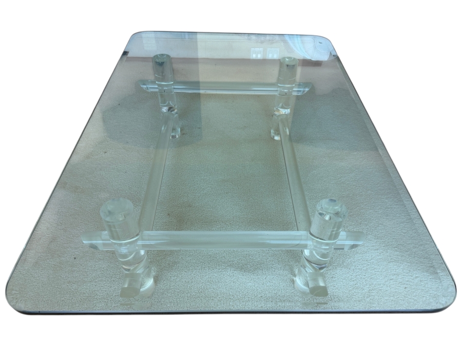 Just Added - Mid-Century Modern Lucite Rod & Glass Coffee Table Attributed To Les Prismatiques, 1970s 54'W X 36'D X 16.5'H [Photo 2]