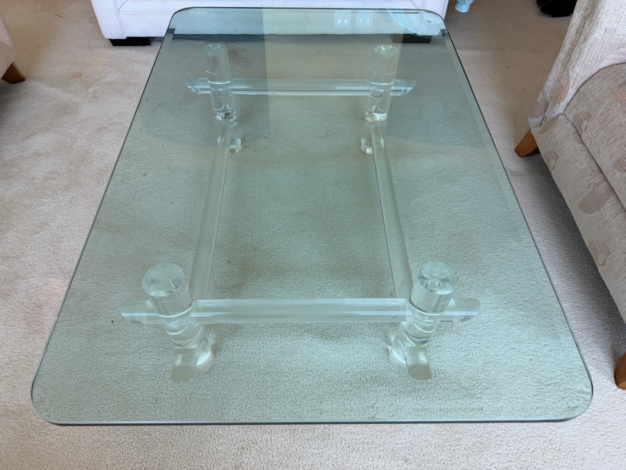 Just Added - Mid-Century Modern Lucite Rod & Glass Coffee Table Attributed To Les Prismatiques, 1970s 54'W X 36'D X 16.5'H [Photo 7]