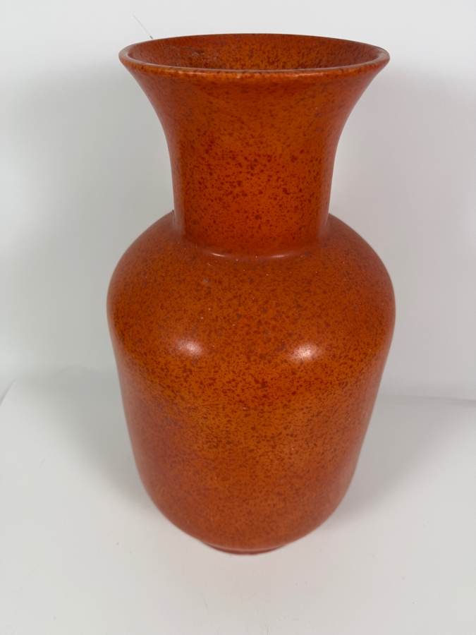 Just Added - Contemporary Orange Speckled Ceramic Art Pottery Vase With Stylized JW Maker Mark 18'H [Photo 4]