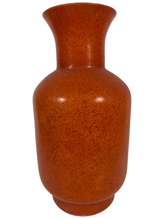 Just Added - Contemporary Orange Speckled Ceramic Art Pottery Vase With Stylized JW Maker Mark 18'H
