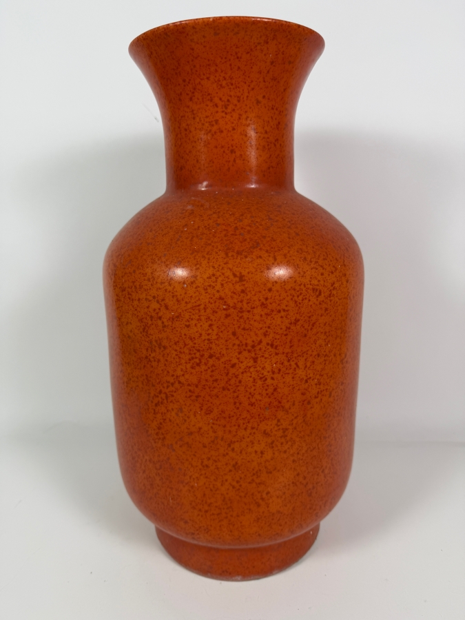 Just Added - Contemporary Orange Speckled Ceramic Art Pottery Vase With Stylized JW Maker Mark 18'H [Photo 2]