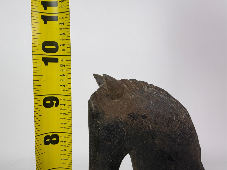 Just Added - Vintage Indian Archaic Style Stylized Cast Iron Primitive Folk Art Horse Sculpture 14'W X 9.5'H [Photo 7]