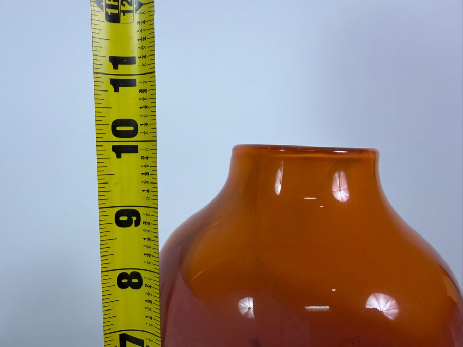 Just Added - Michael Cohen Signed Studio Art Glass Two Tone Pink And Amber Ovoid Vase 10'H [Photo 6]