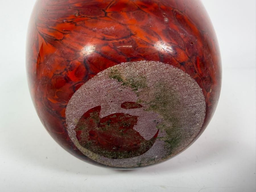Just Added - Vintage Murano Style Amber Tortoiseshell Mottled Art Glass Ovoid Vase 6'H [Photo 4]