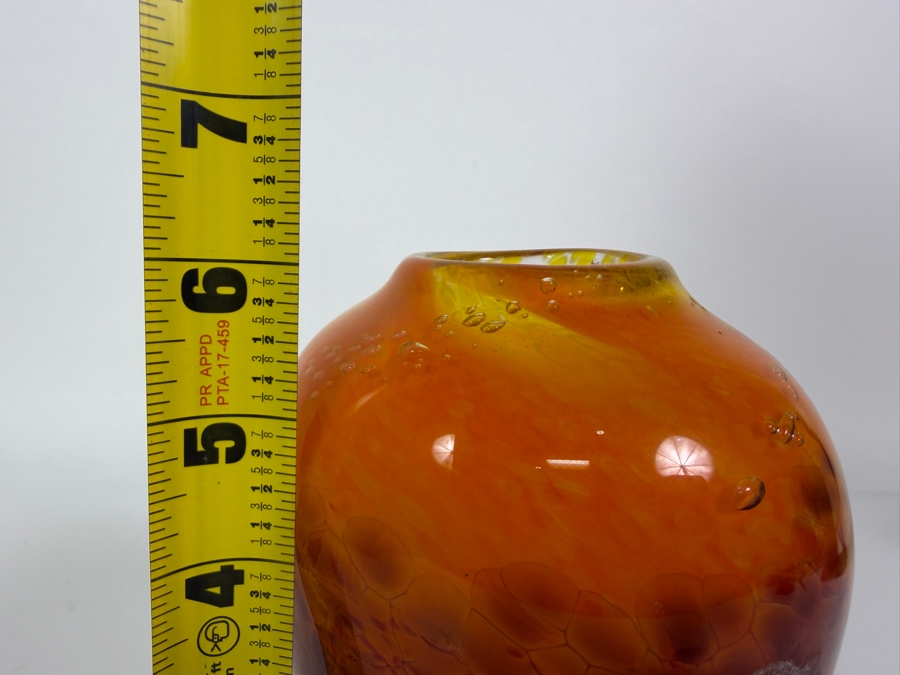 Just Added - Vintage Murano Style Amber Tortoiseshell Mottled Art Glass Ovoid Vase 6'H [Photo 6]
