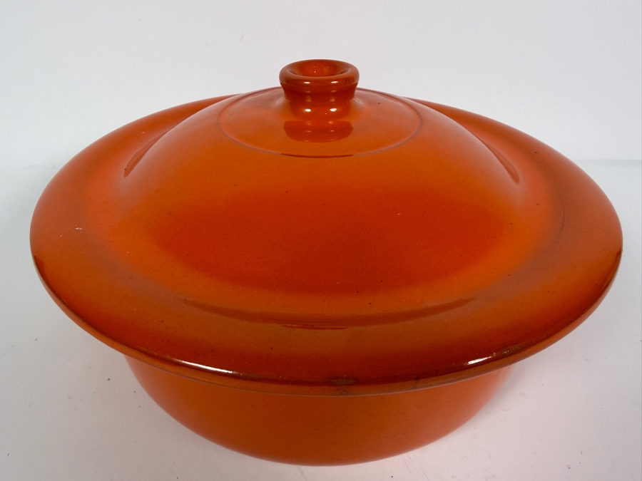 Just Added - Vintage Coop Stov Albisola 26 Orange Glazed Ceramic Terracotta Covered Casserole Dish Made In Italy 12'W X 6.5'H [Photo 2]