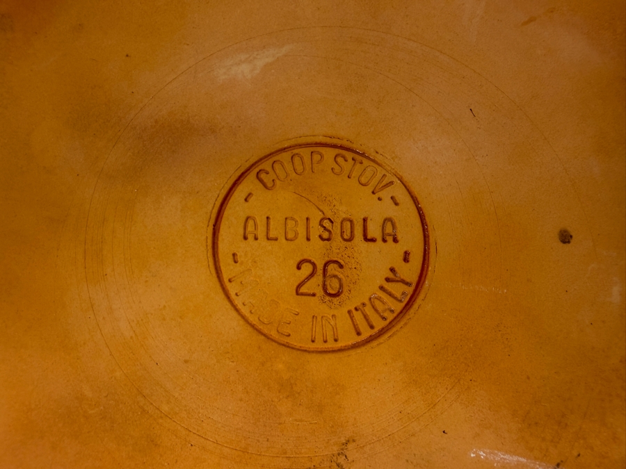 Just Added - Vintage Coop Stov Albisola 26 Orange Glazed Ceramic Terracotta Covered Casserole Dish Made In Italy 12'W X 6.5'H [Photo 5]