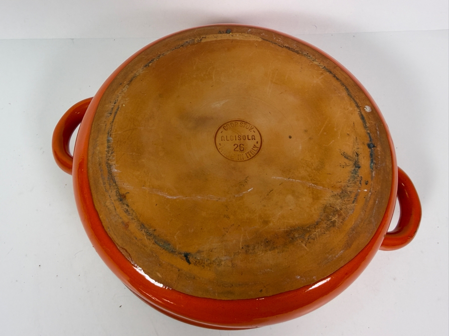Just Added - Vintage Coop Stov Albisola 26 Orange Glazed Ceramic Terracotta Covered Casserole Dish Made In Italy 12'W X 6.5'H [Photo 4]
