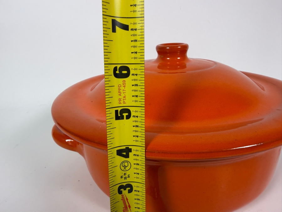 Just Added - Vintage Coop Stov Albisola 26 Orange Glazed Ceramic Terracotta Covered Casserole Dish Made In Italy 12'W X 6.5'H [Photo 7]