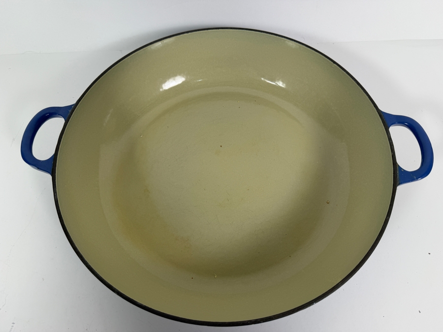 Just Added - Le Creuset Cobalt Blue Enameled Cast Iron Buffet Casserole Braiser Pan With Lid 16'W X 6.5'H [Photo 4]