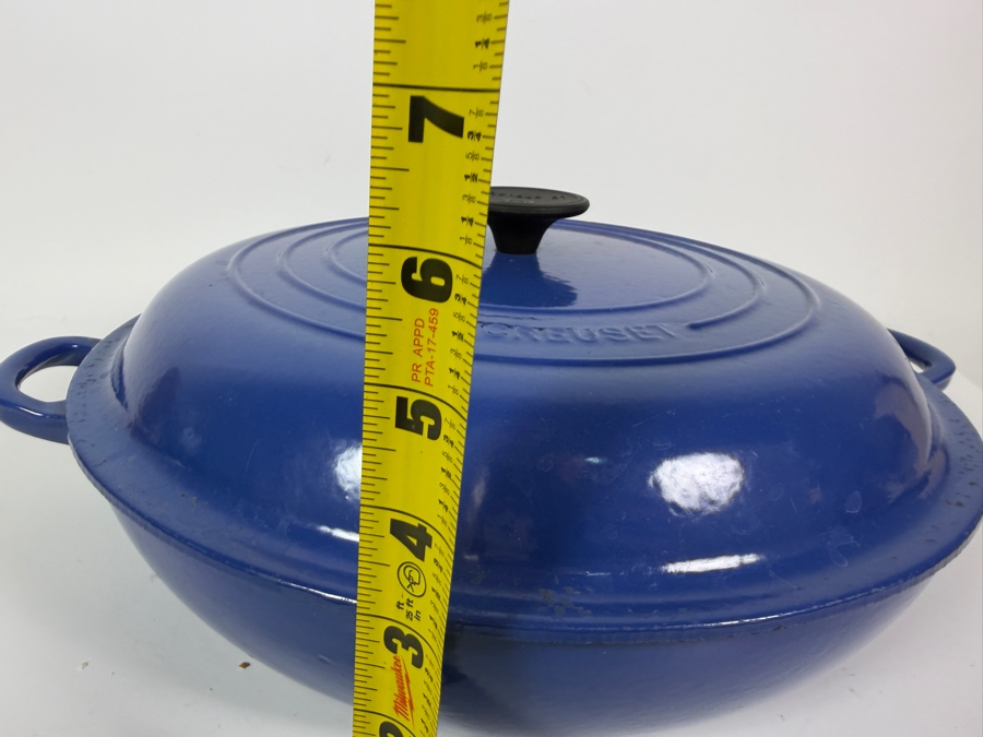 Just Added - Le Creuset Cobalt Blue Enameled Cast Iron Buffet Casserole Braiser Pan With Lid 16'W X 6.5'H [Photo 9]