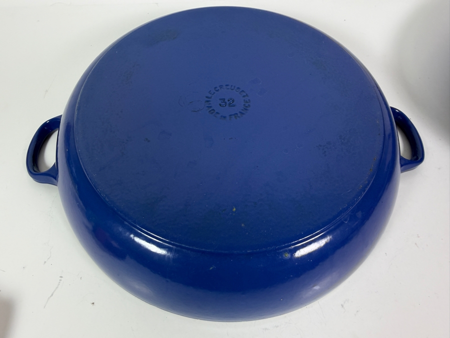 Just Added - Le Creuset Cobalt Blue Enameled Cast Iron Buffet Casserole Braiser Pan With Lid 16'W X 6.5'H [Photo 6]