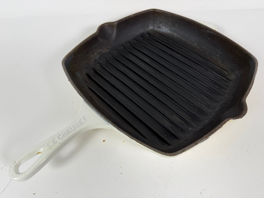 Just Added - Le Creuset White Enameled Cast Iron Square Signature Grill Pan 11'W X 16'L [Photo 2]