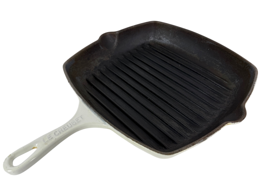 Just Added - Le Creuset White Enameled Cast Iron Square Signature Grill Pan 11'W X 16'L