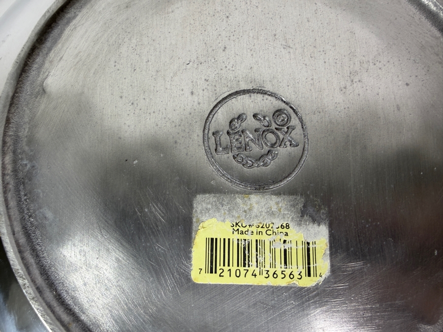 Just Added - Vintage 1980s Lenox Hollowware Spyro Pewter Serving Bowl With Etched Black Swirls 15'W X 4'H [Photo 4]