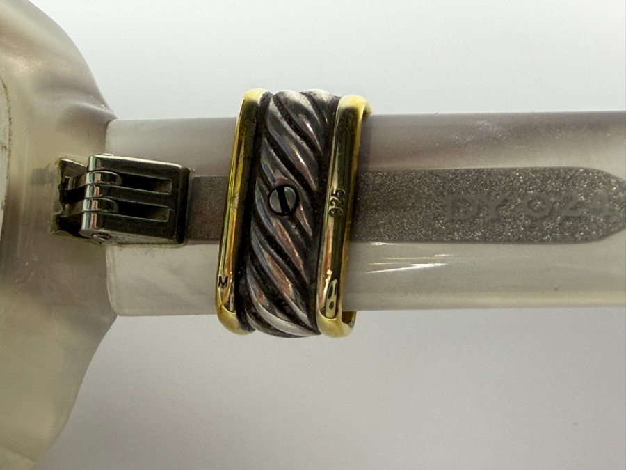 Just Added - David Yurman Prescription Cable Classics Gray Striped Horn Acetate Eyeglass Frames With Sterling Silver Accent [Photo 6]