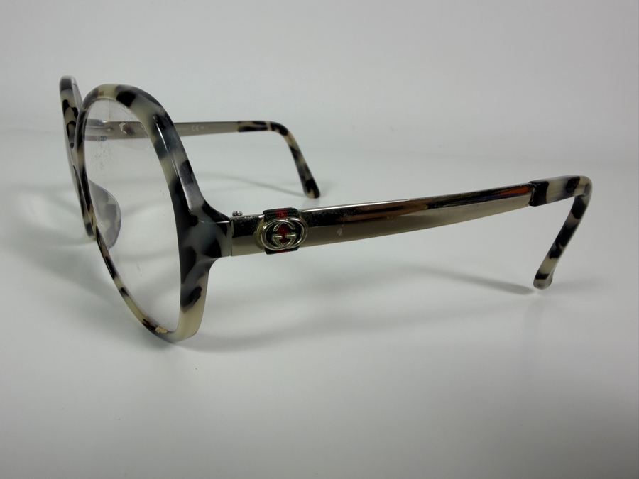 Just Added - Vintage Gucci Oversized Prescription Tortoiseshell Acetate Eyeglass Frames With Interlocking GG Logo [Photo 2]