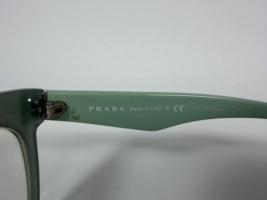 Just Added - Prada Prescription PR 20ZV Translucent Dark Green Cat Eye Eyeglass Frames With Triangle Logo [Photo 4]