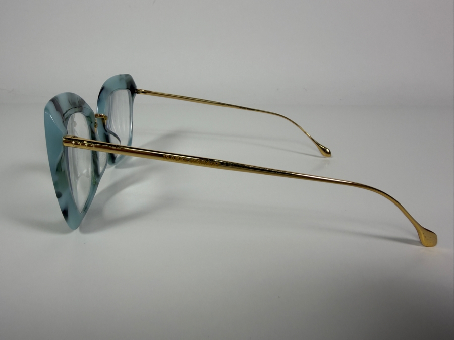Just Added - Isabel Marant Prescription IM 0083/G/S Blue Tortoiseshell Cat Eye Eyeglass Frames With Gold Tone Temples [Photo 2]
