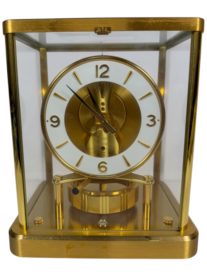 Just Added - Jaeger-LeCoultre Caliber 540 Atmos Classique Gilt Brass Perpetual Motion Clock With White Ring Dial 8'W X 6'D X 10'H