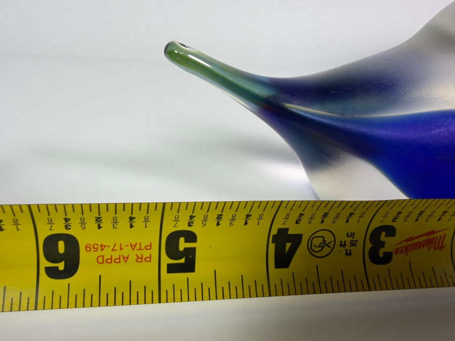 Just Added - Zellique Studio Joseph Morel Cobalt Blue Iridescent Frosted Art Glass Bird Paperweight 5'W X 2.5'H [Photo 6]