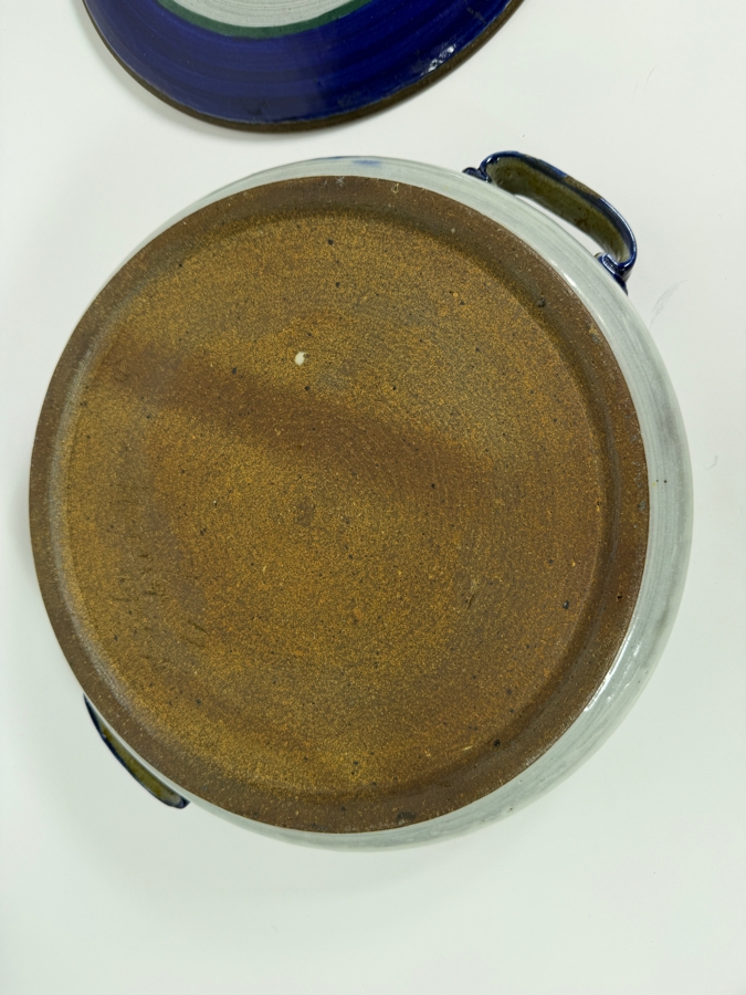 Just Added - Nobuko Nagata 1982 Signed Studio Art Pottery Cobalt Blue Covered Casserole Dish 14'W X 5'H [Photo 8]