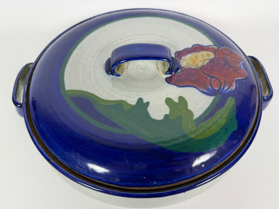 Just Added - Nobuko Nagata 1982 Signed Studio Art Pottery Cobalt Blue Covered Casserole Dish 14'W X 5'H [Photo 3]