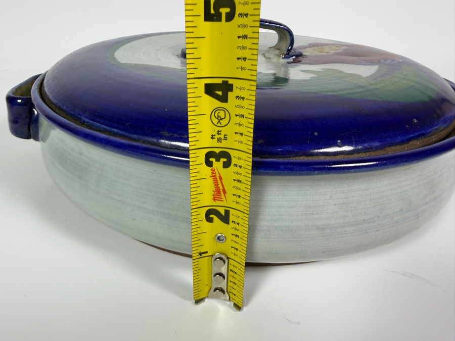 Just Added - Nobuko Nagata 1982 Signed Studio Art Pottery Cobalt Blue Covered Casserole Dish 14'W X 5'H [Photo 12]