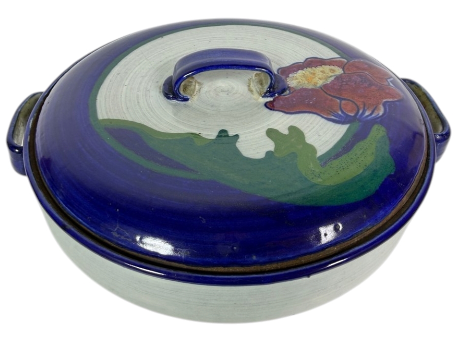 Just Added - Nobuko Nagata 1982 Signed Studio Art Pottery Cobalt Blue Covered Casserole Dish 14'W X 5'H