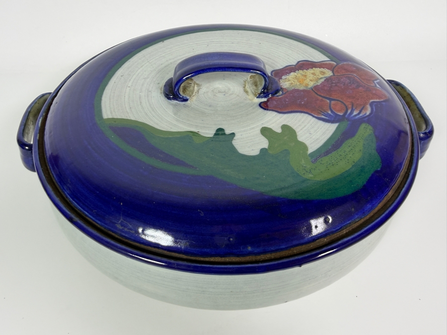 Just Added - Nobuko Nagata 1982 Signed Studio Art Pottery Cobalt Blue Covered Casserole Dish 14'W X 5'H [Photo 5]